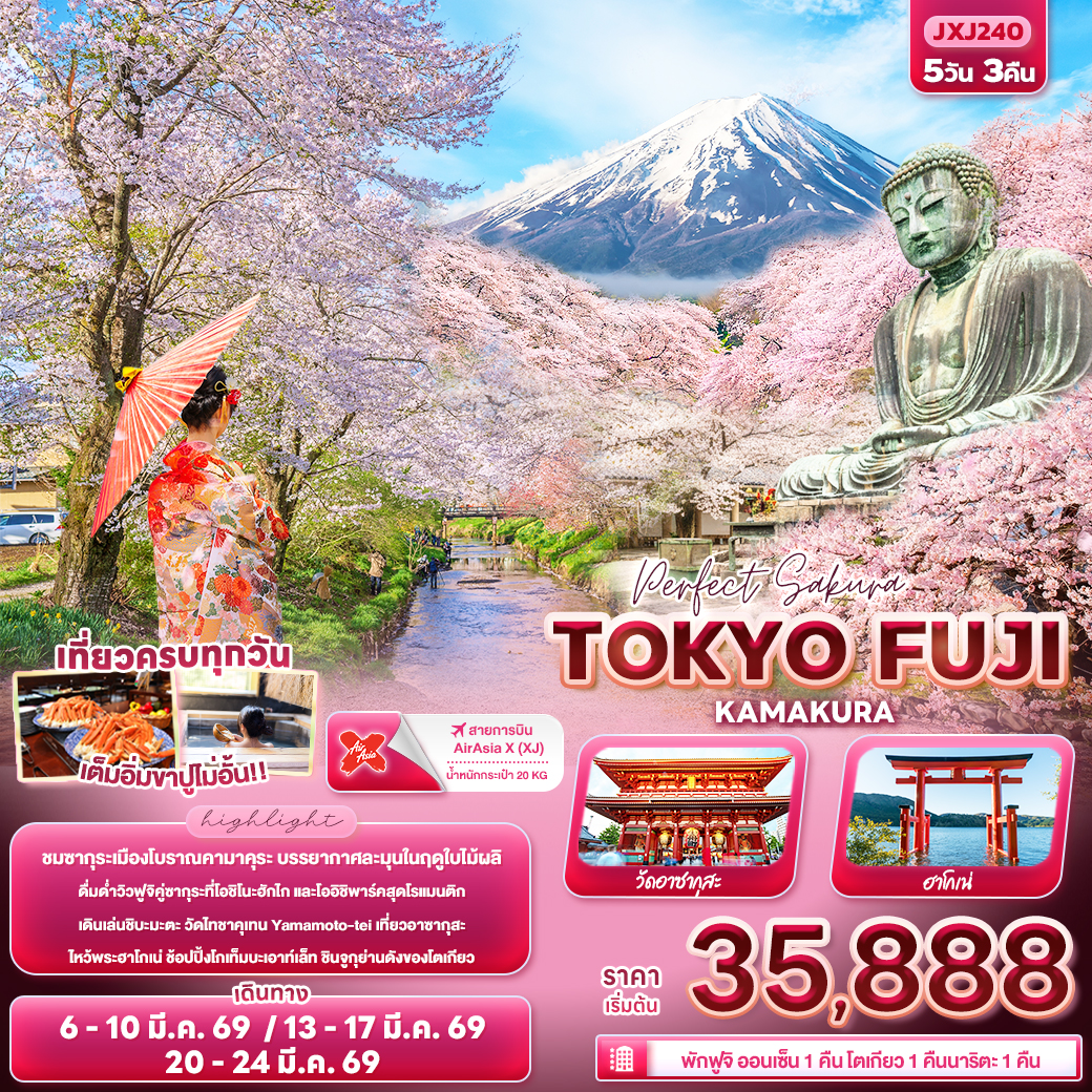 JXJ240 Perfect Sakura TOKYO FUJI KAMAKURA 5วัน 3คืน 
